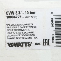 Купить недорого 10004727 10004727(02.17.210) Watts SVW 10 3/4 Предохранительный клапан вр 3/4" x 10 бар 1 597,47 руб.
