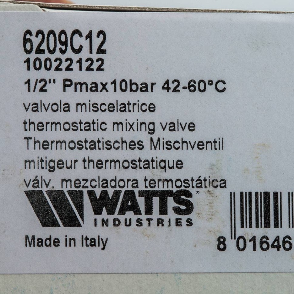 Купить недорого 10022122 10022122(05.59.214) Watts AM6209C12 Термостатический смесительный клапан 1/2" AQUAMIX (42-60*С) 5 513,81 руб.
