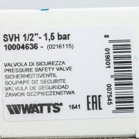 Купить недорого 10004636 10004636(0216015N) Watts SVH 15 -1/2 Предохранительный клапан для систем отопления 1.5 бар 1 628,83 руб.