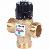 SVM-0120-164325 STOUT Термостатический смесительный клапан для систем отопления и ГВС. G 1” M, 20-43°С KV 1,6 м3/ч