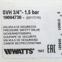 Купить недорого 10004730 10004730(02.17.215) Watts SVH 15-3/4 Предохранительный клапан для систем отопления 1,5 бар 2 178,75 руб.